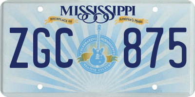 MS license plate ZGC875