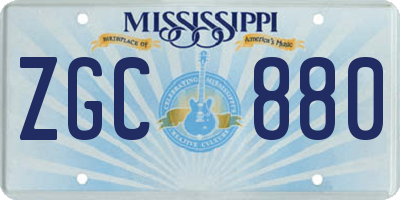 MS license plate ZGC880