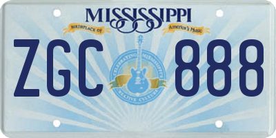 MS license plate ZGC888
