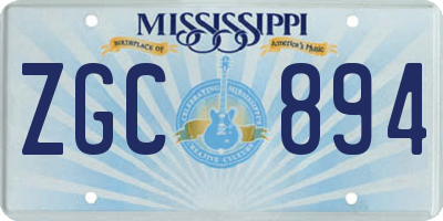 MS license plate ZGC894