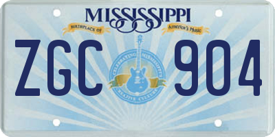 MS license plate ZGC904