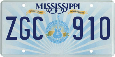 MS license plate ZGC910