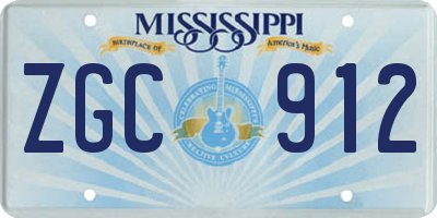 MS license plate ZGC912