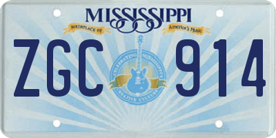 MS license plate ZGC914