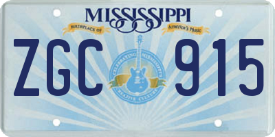 MS license plate ZGC915