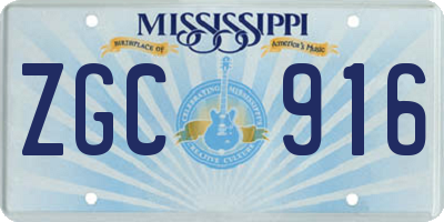 MS license plate ZGC916