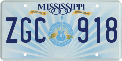 MS license plate ZGC918