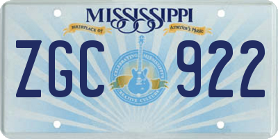 MS license plate ZGC922