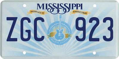 MS license plate ZGC923