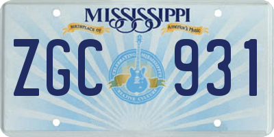 MS license plate ZGC931