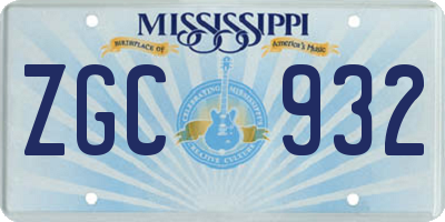 MS license plate ZGC932