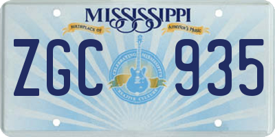 MS license plate ZGC935
