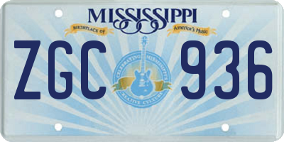 MS license plate ZGC936