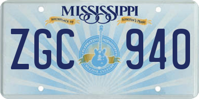 MS license plate ZGC940