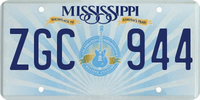 MS license plate ZGC944