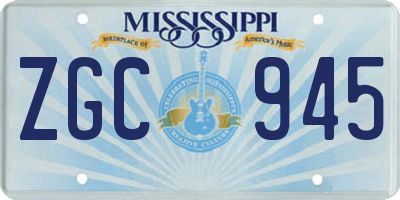 MS license plate ZGC945
