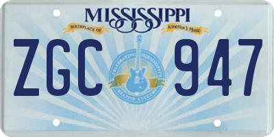 MS license plate ZGC947