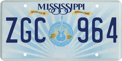 MS license plate ZGC964
