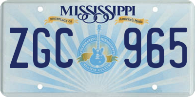 MS license plate ZGC965