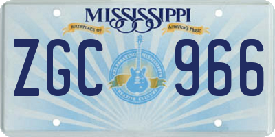 MS license plate ZGC966