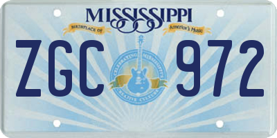 MS license plate ZGC972