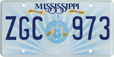 MS license plate ZGC973