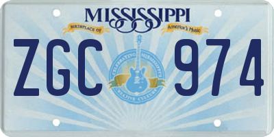 MS license plate ZGC974