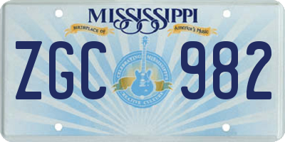 MS license plate ZGC982