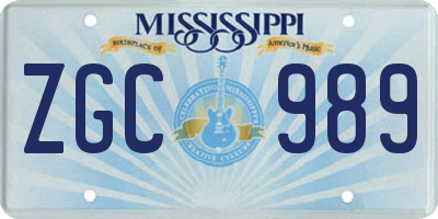MS license plate ZGC989