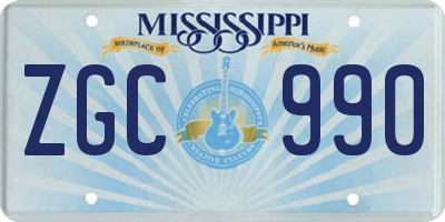 MS license plate ZGC990