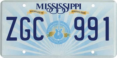 MS license plate ZGC991