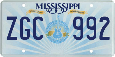 MS license plate ZGC992