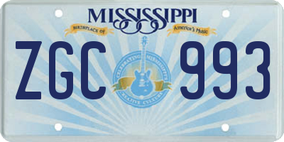 MS license plate ZGC993