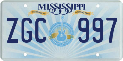 MS license plate ZGC997