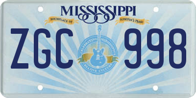 MS license plate ZGC998