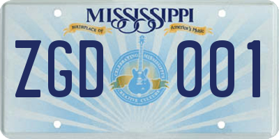 MS license plate ZGD001