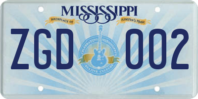 MS license plate ZGD002