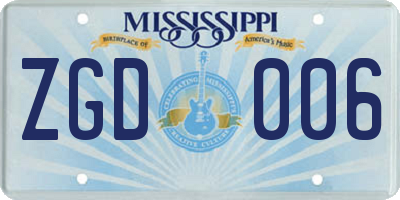 MS license plate ZGD006