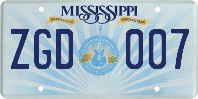MS license plate ZGD007