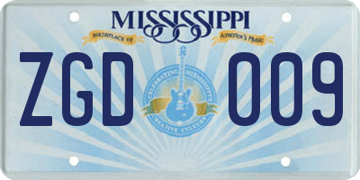 MS license plate ZGD009