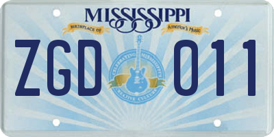 MS license plate ZGD011