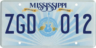 MS license plate ZGD012