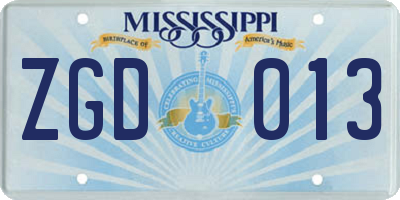 MS license plate ZGD013