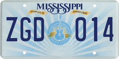 MS license plate ZGD014