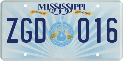 MS license plate ZGD016