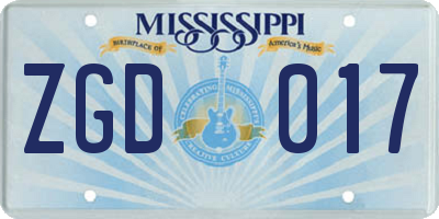 MS license plate ZGD017