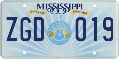 MS license plate ZGD019