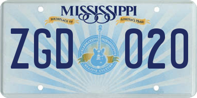 MS license plate ZGD020