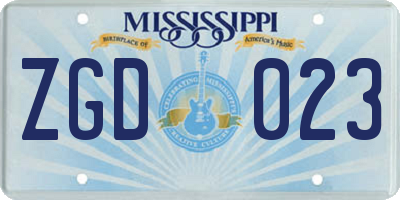 MS license plate ZGD023