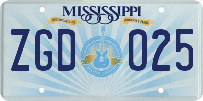 MS license plate ZGD025